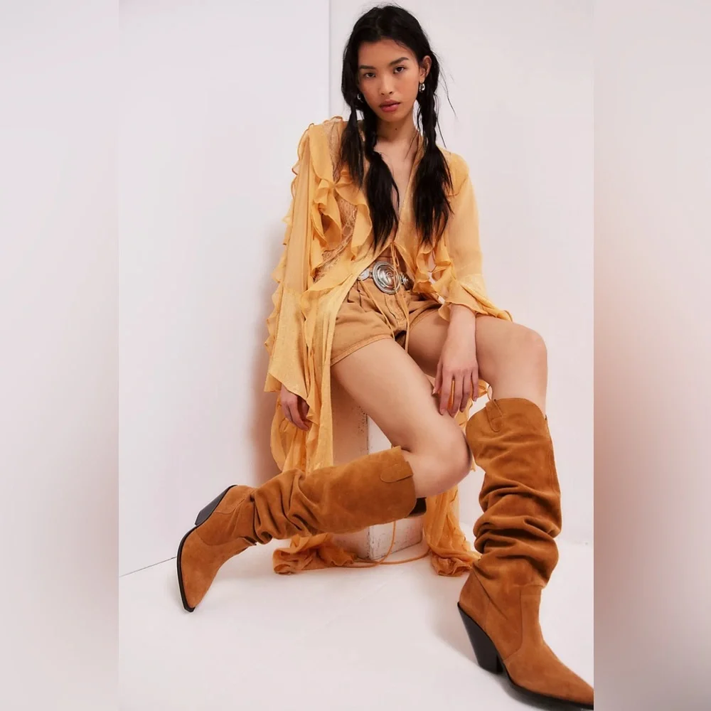 New Free People Triple Crown Over-The-Knee Slouch Boots